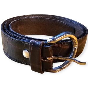 Danier Brown Croc-Embossed Leather Belt – Size 28 🐊🤎